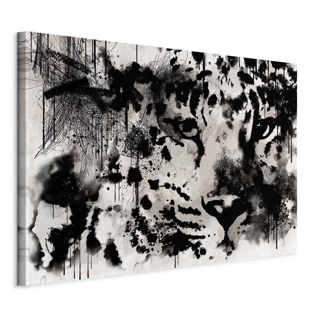 Abstract Cat Portrait Wide Canvas Print