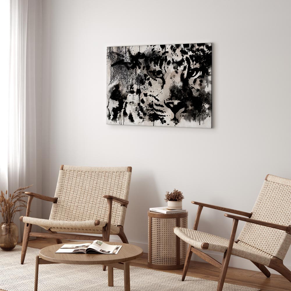 Abstract Cat Portrait Wide Canvas Print