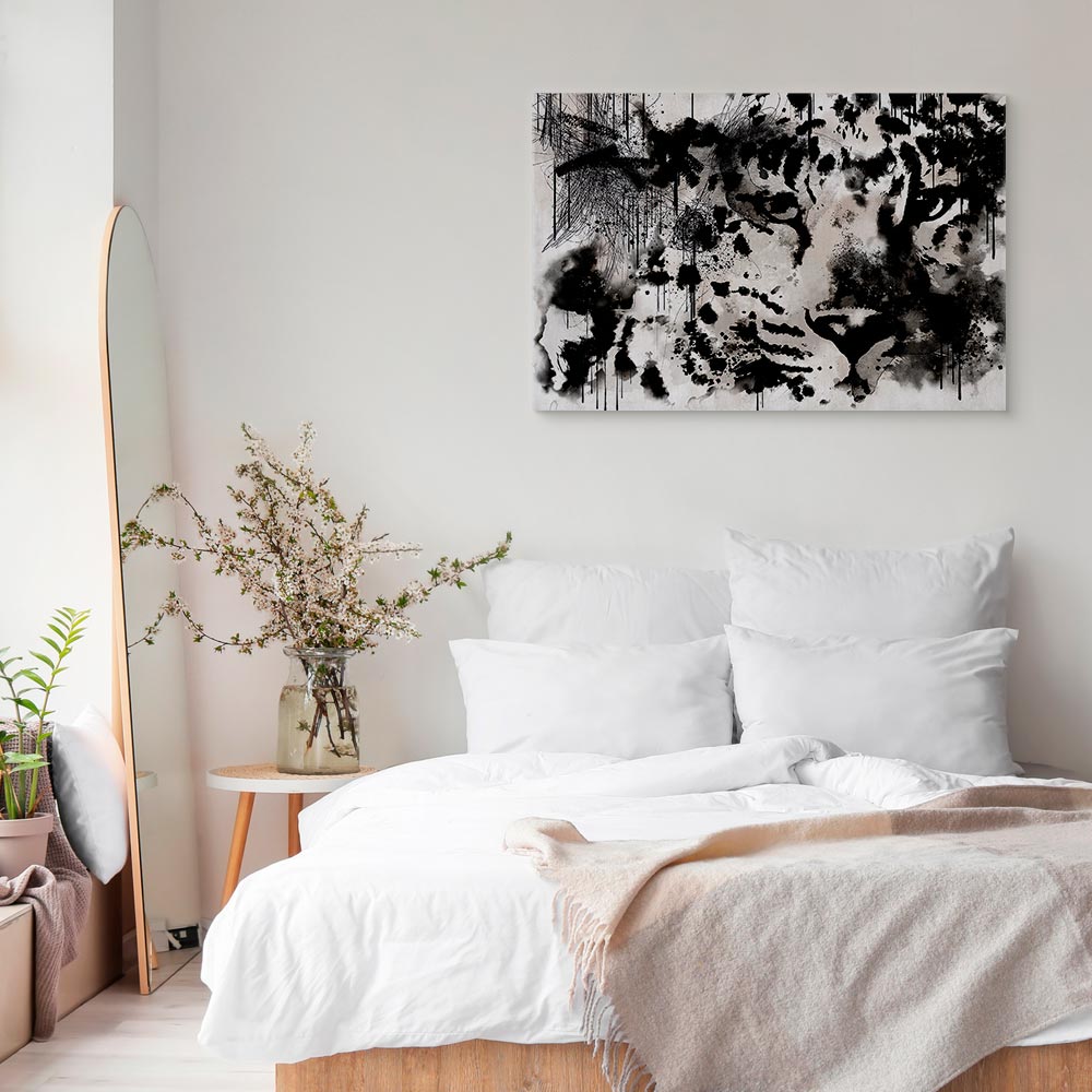 Abstract Cat Portrait Wide Canvas Print