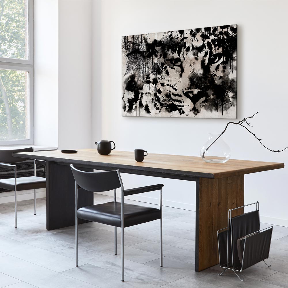 Abstract Cat Portrait Wide Canvas Print