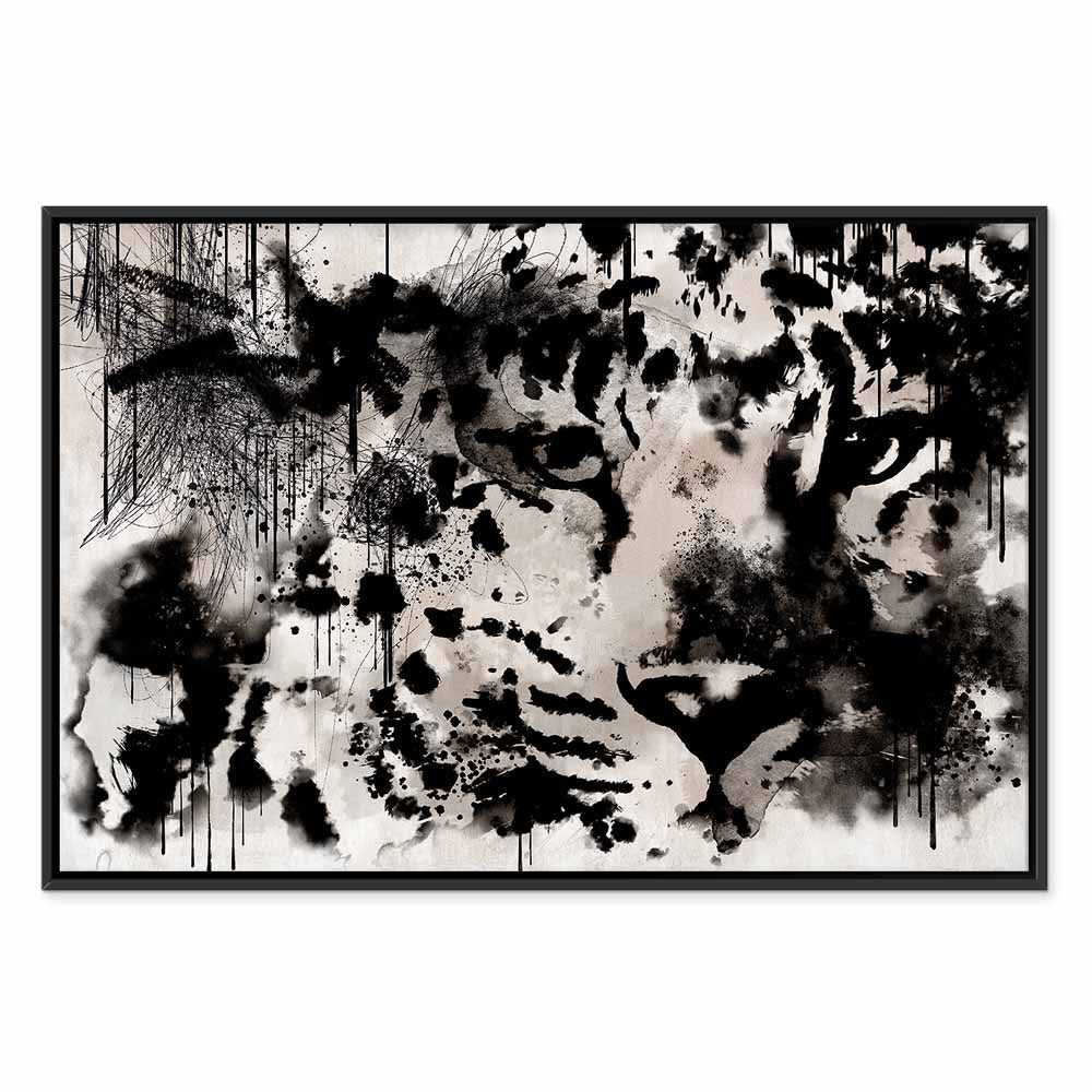 Abstract Cat Portrait Wide Canvas Print