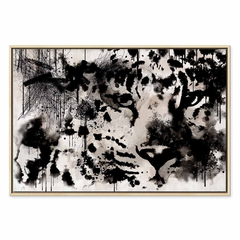 Abstract Cat Portrait Wide Canvas Print