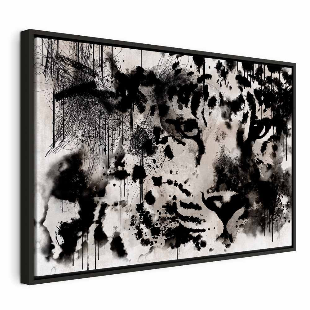 Abstract Cat Portrait Wide Canvas Print