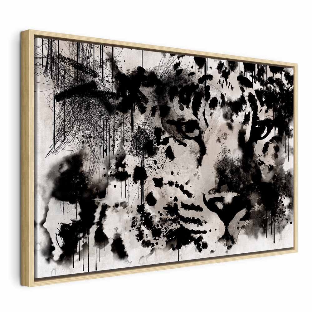 Abstract Cat Portrait Wide Canvas Print