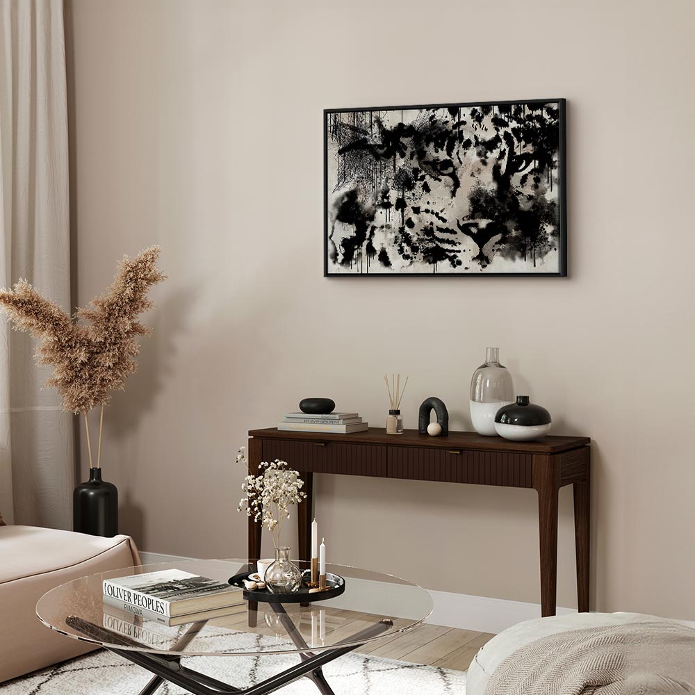 Abstract Cat Portrait Wide Canvas Print