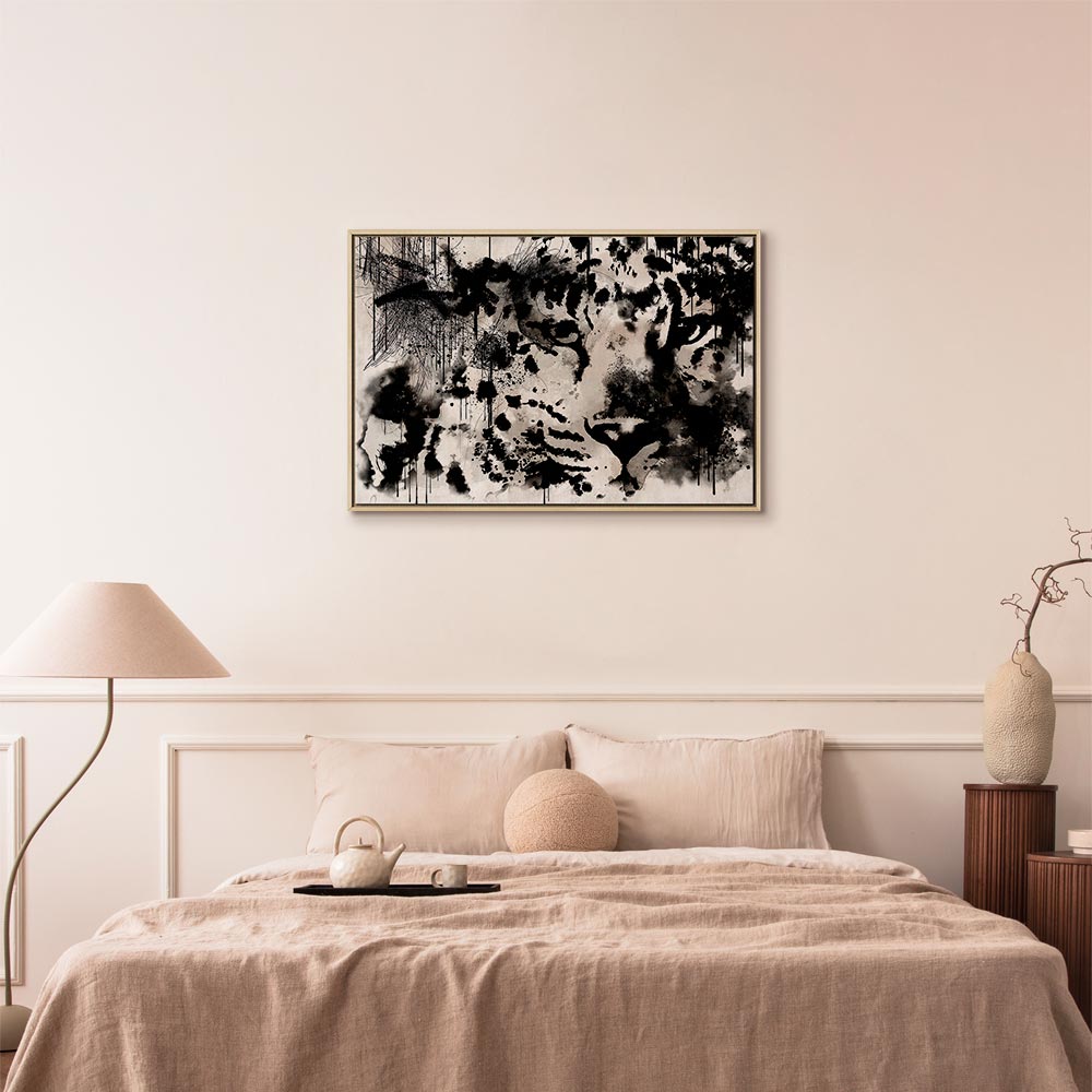Abstract Cat Portrait Wide Canvas Print