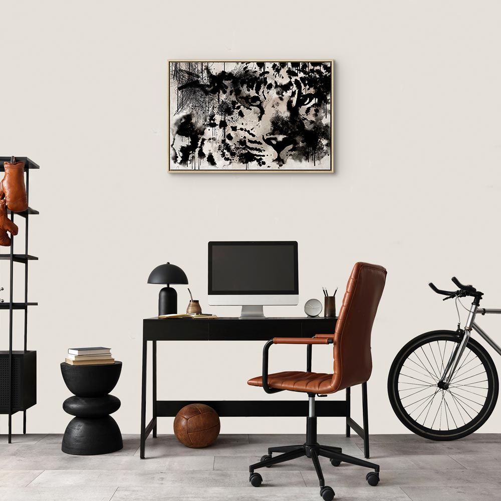 Abstract Cat Portrait Wide Canvas Print