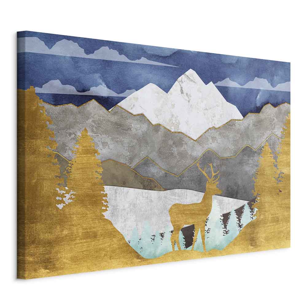Golden Deer Landscape Canvas Print