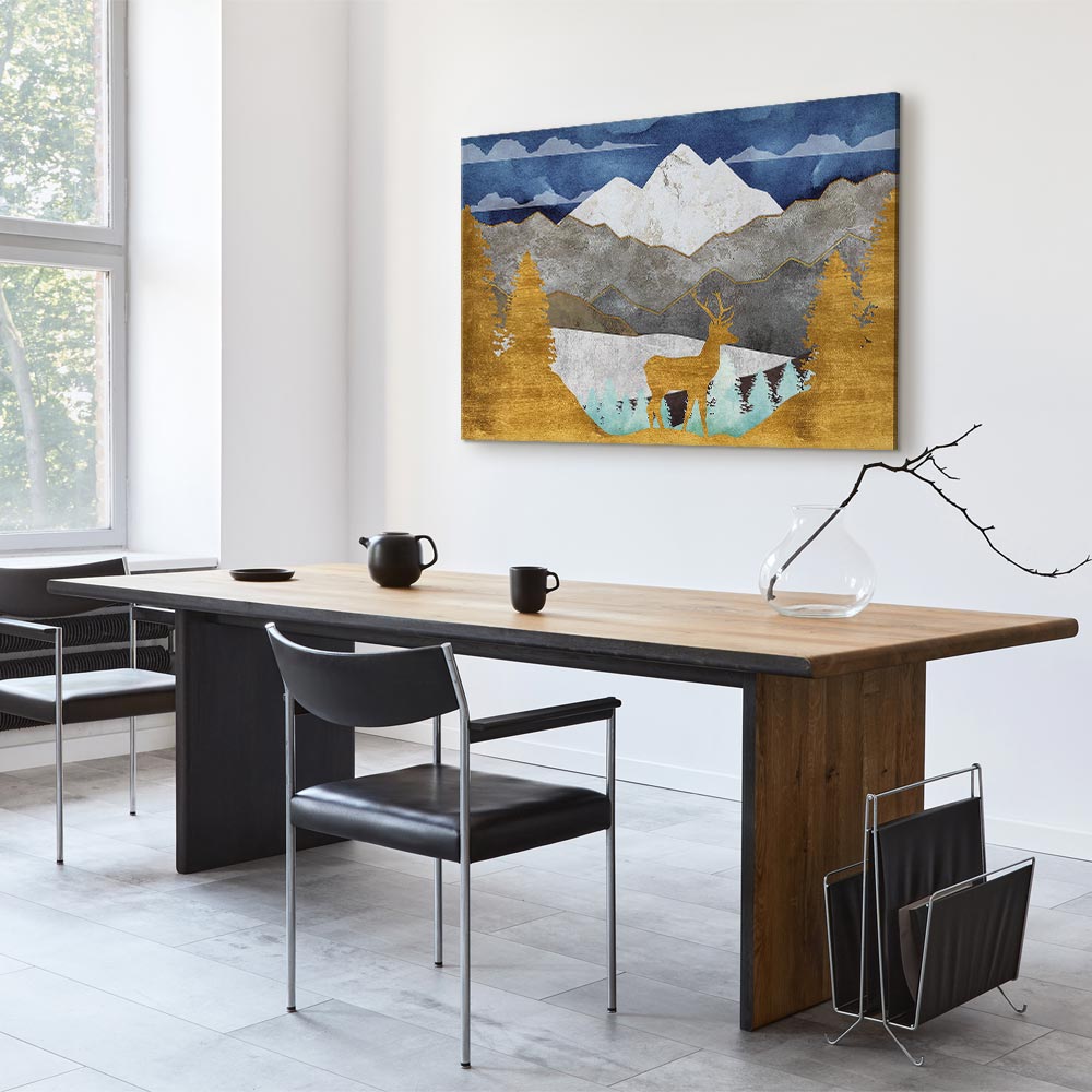 Golden Deer Landscape Canvas Print