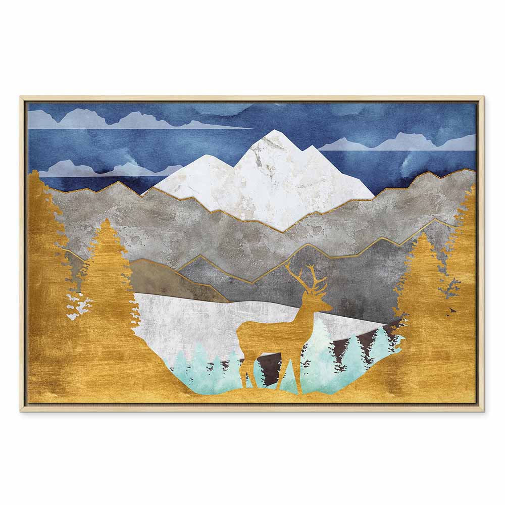 Golden Deer Landscape Canvas Print