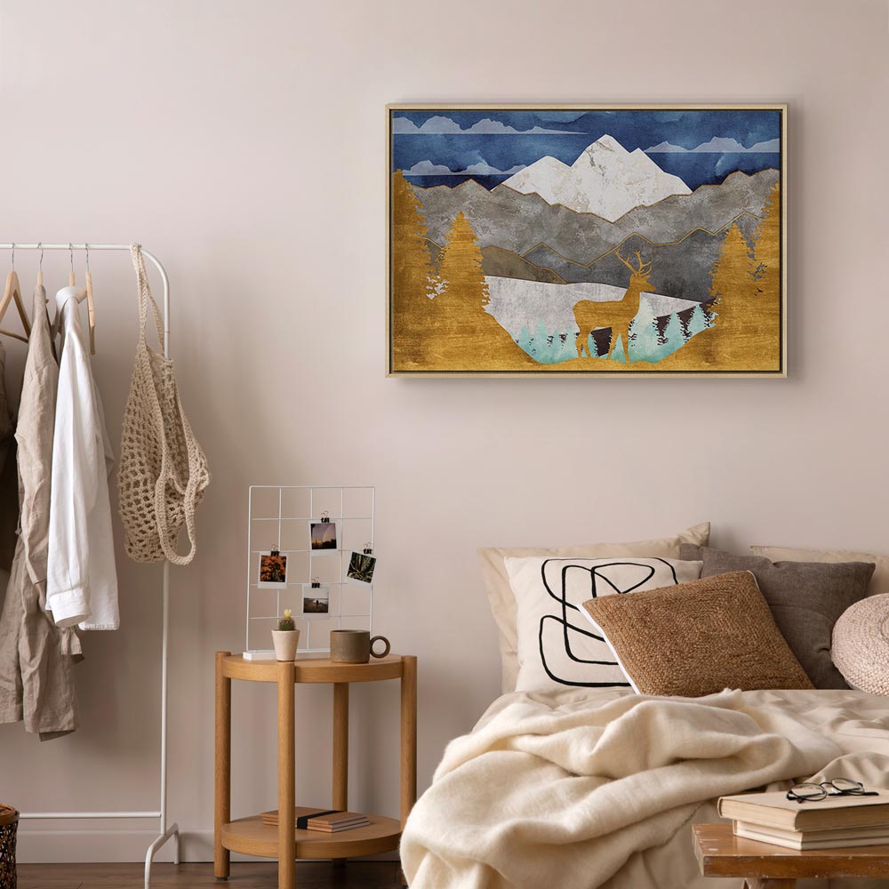 Golden Deer Landscape Canvas Print