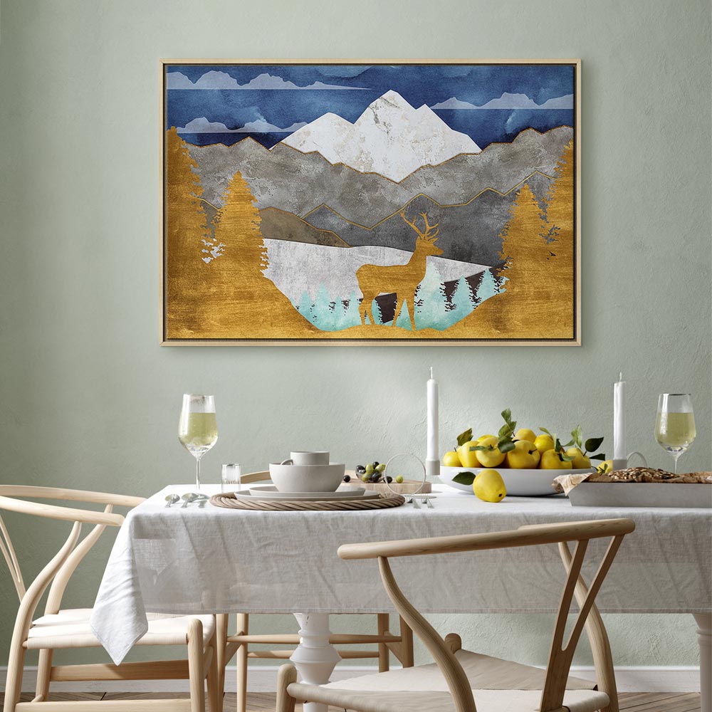 Golden Deer Landscape Canvas Print