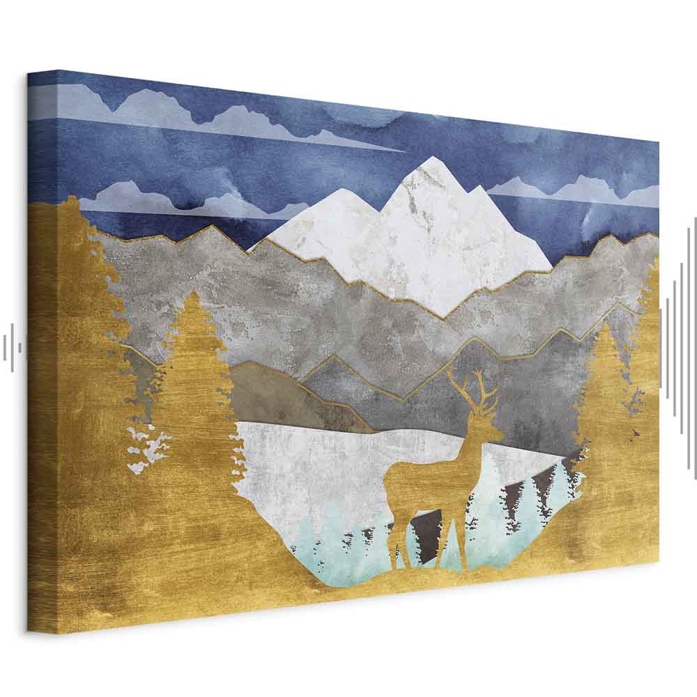 Golden Deer Landscape Canvas Print