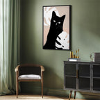 Cat in Monstera Leaves Vertical Canvas Print