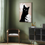 Cat in Monstera Leaves Vertical Canvas Print