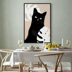 Cat in Monstera Leaves Vertical Canvas Print