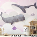 Whale Ship Sky Ocean Wall Mural