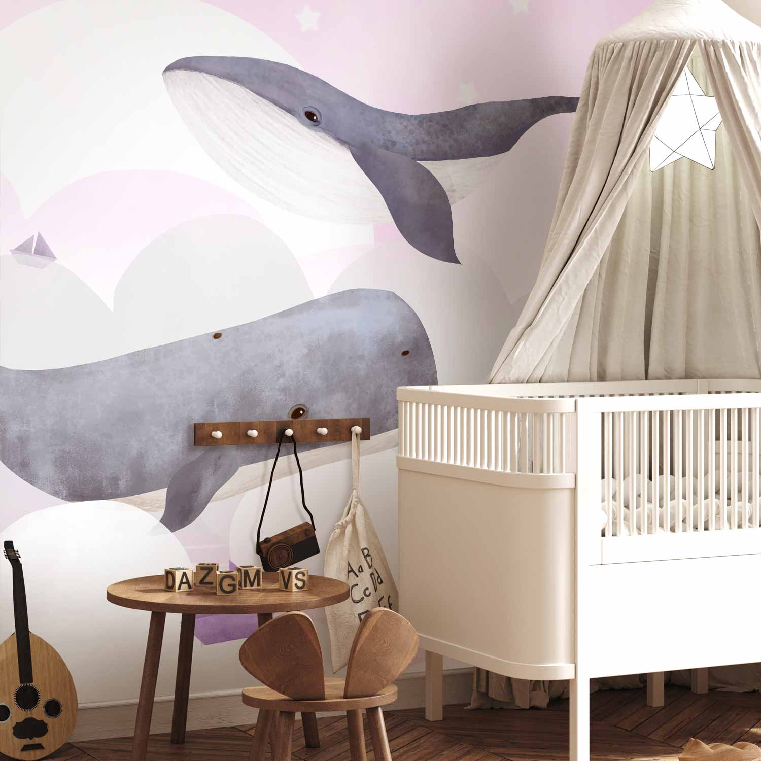 Whale Ship Sky Ocean Wall Mural