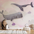 Whale Ship Sky Ocean Wall Mural