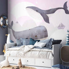 Whale Ship Sky Ocean Wall Mural