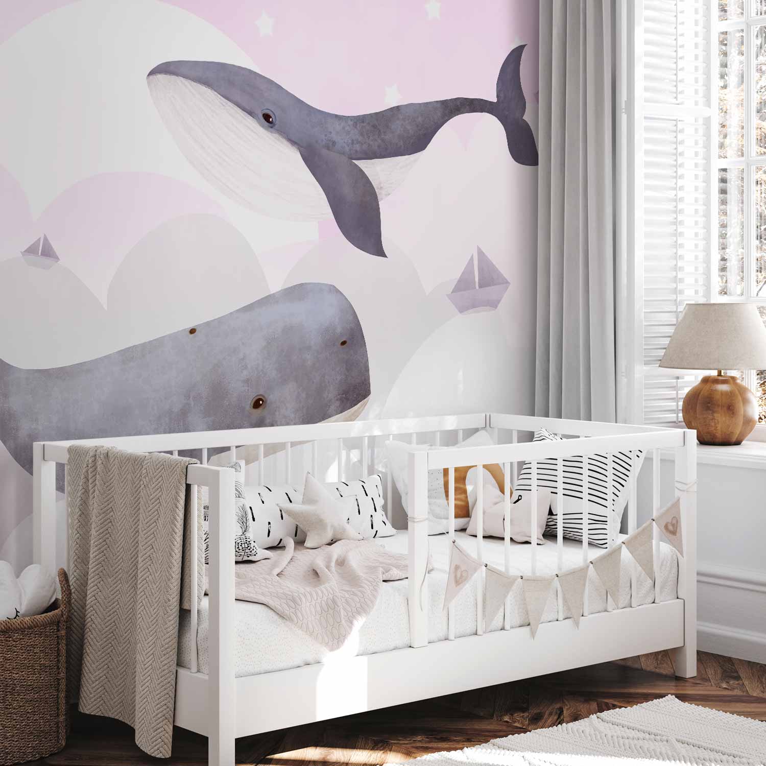 Whale Ship Sky Ocean Wall Mural