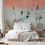 Wall Mural Cranes in Pastels