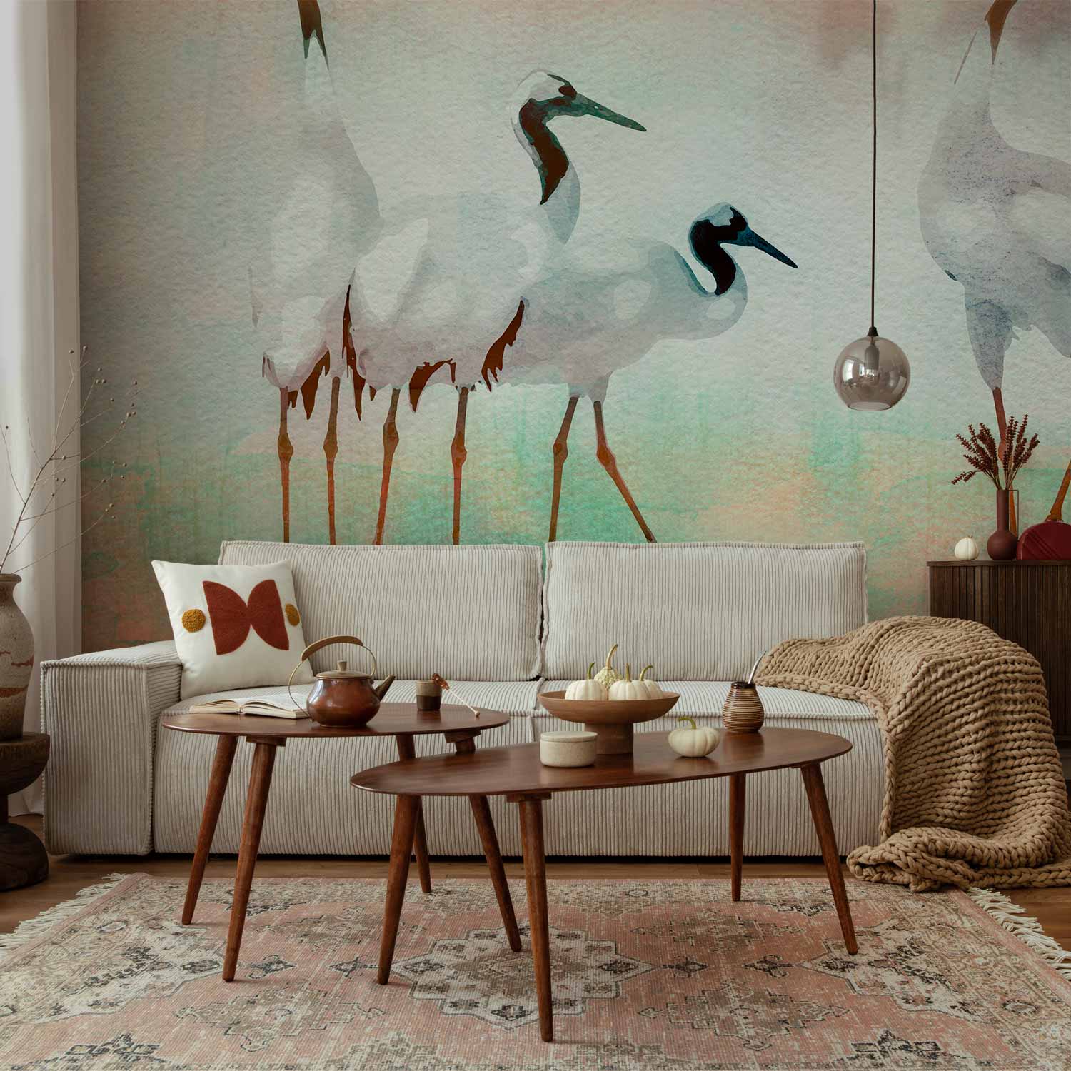 Wall Mural Cranes in Pastels