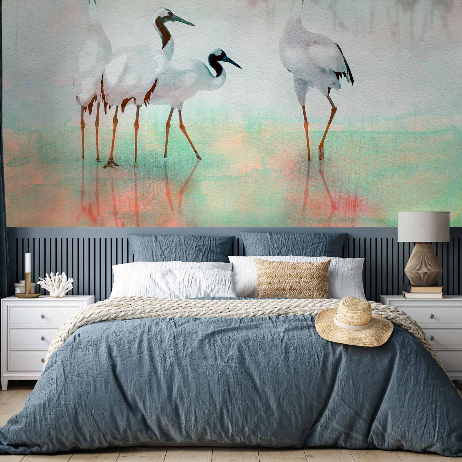 Pastel Cranes Nature Wall Mural