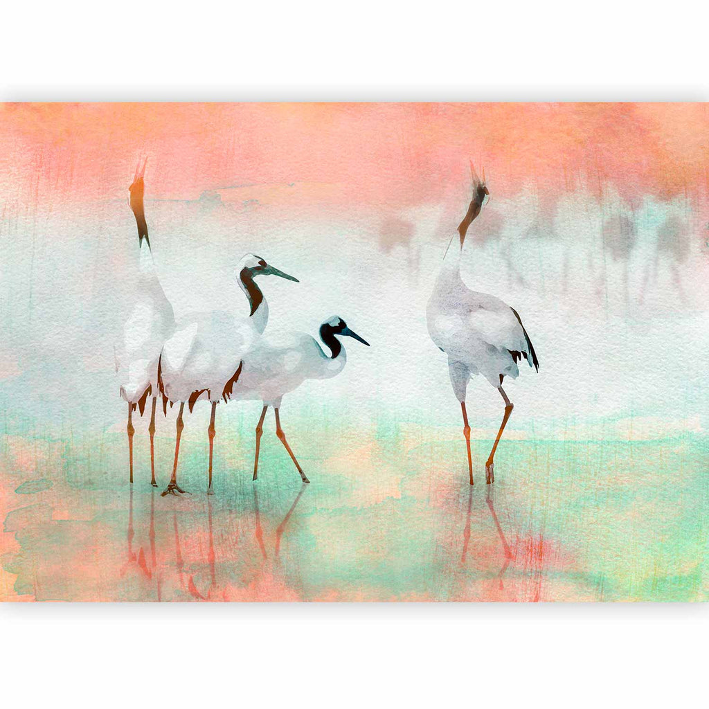 Wall Mural Cranes in Pastels