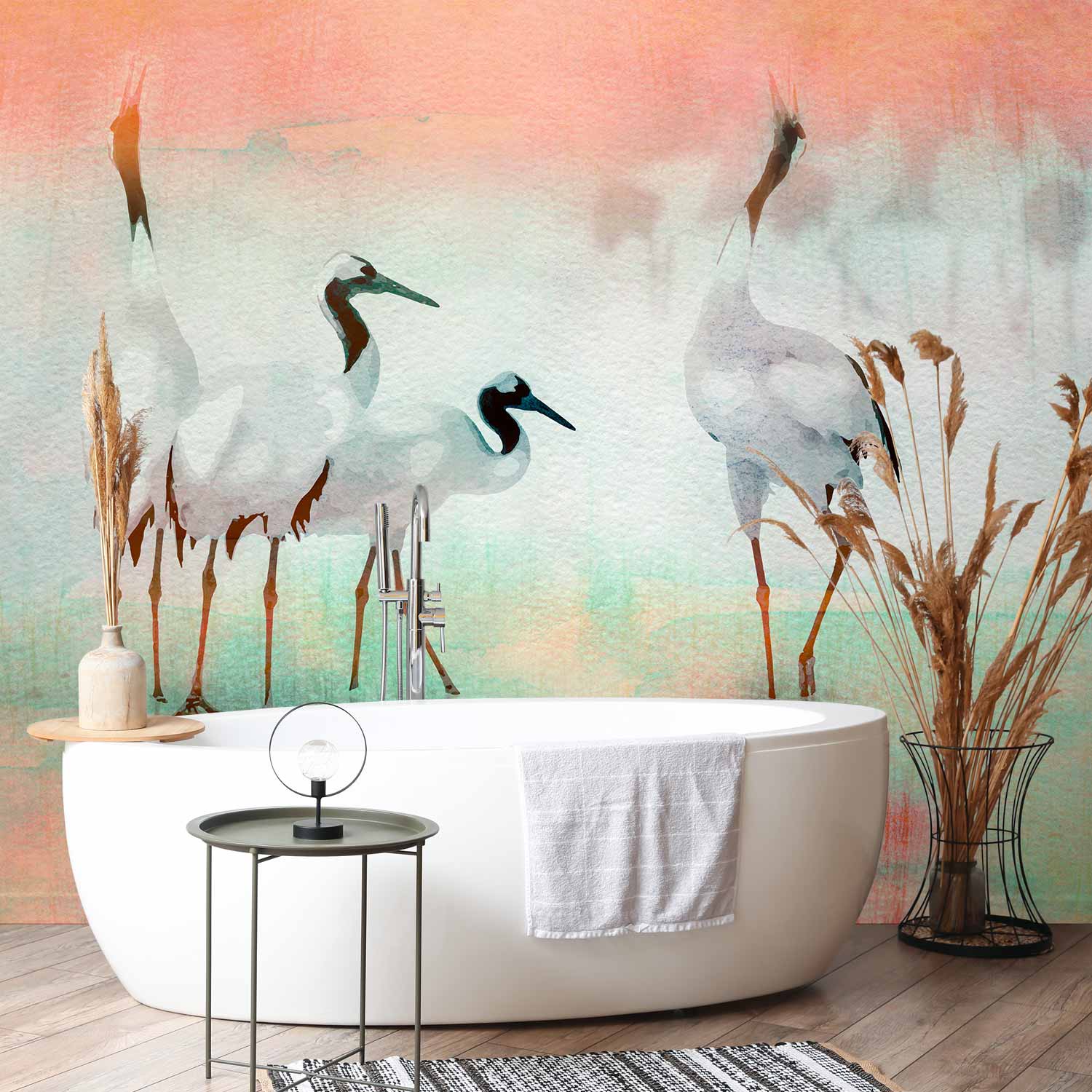 Pastel Cranes Nature Wall Mural