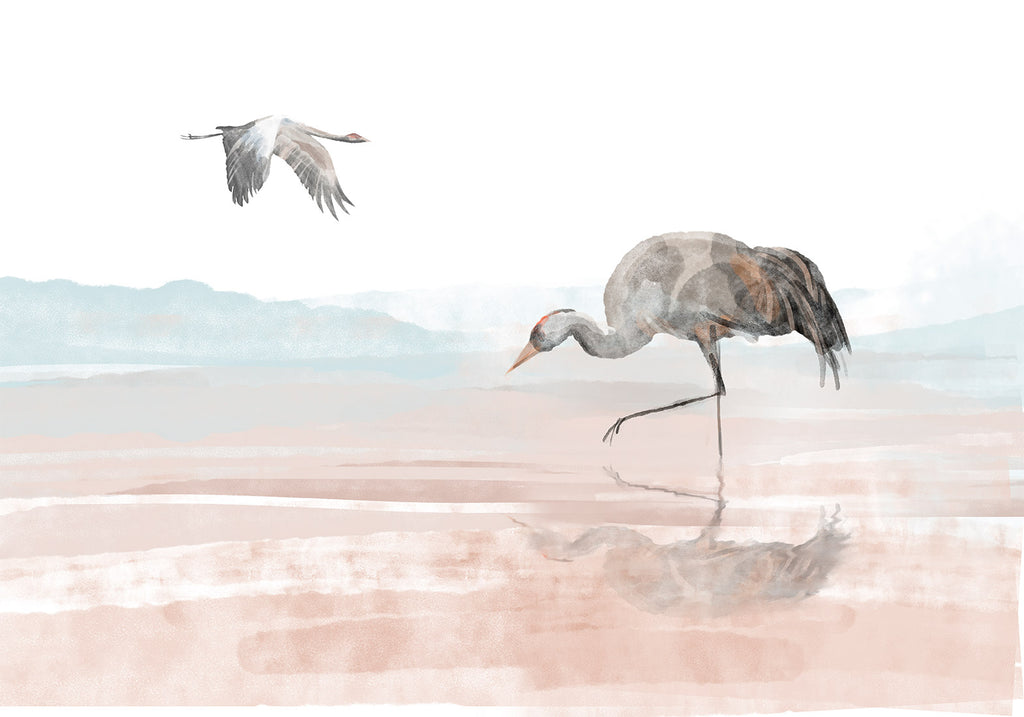 Wall Mural - Cranes Over the Water