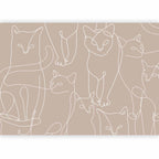 Wall Mural Cat Lineart Minimalist Beige