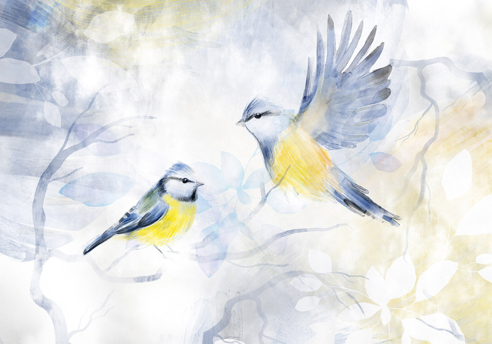 Wall Mural - Watercolor Tit - First Variant