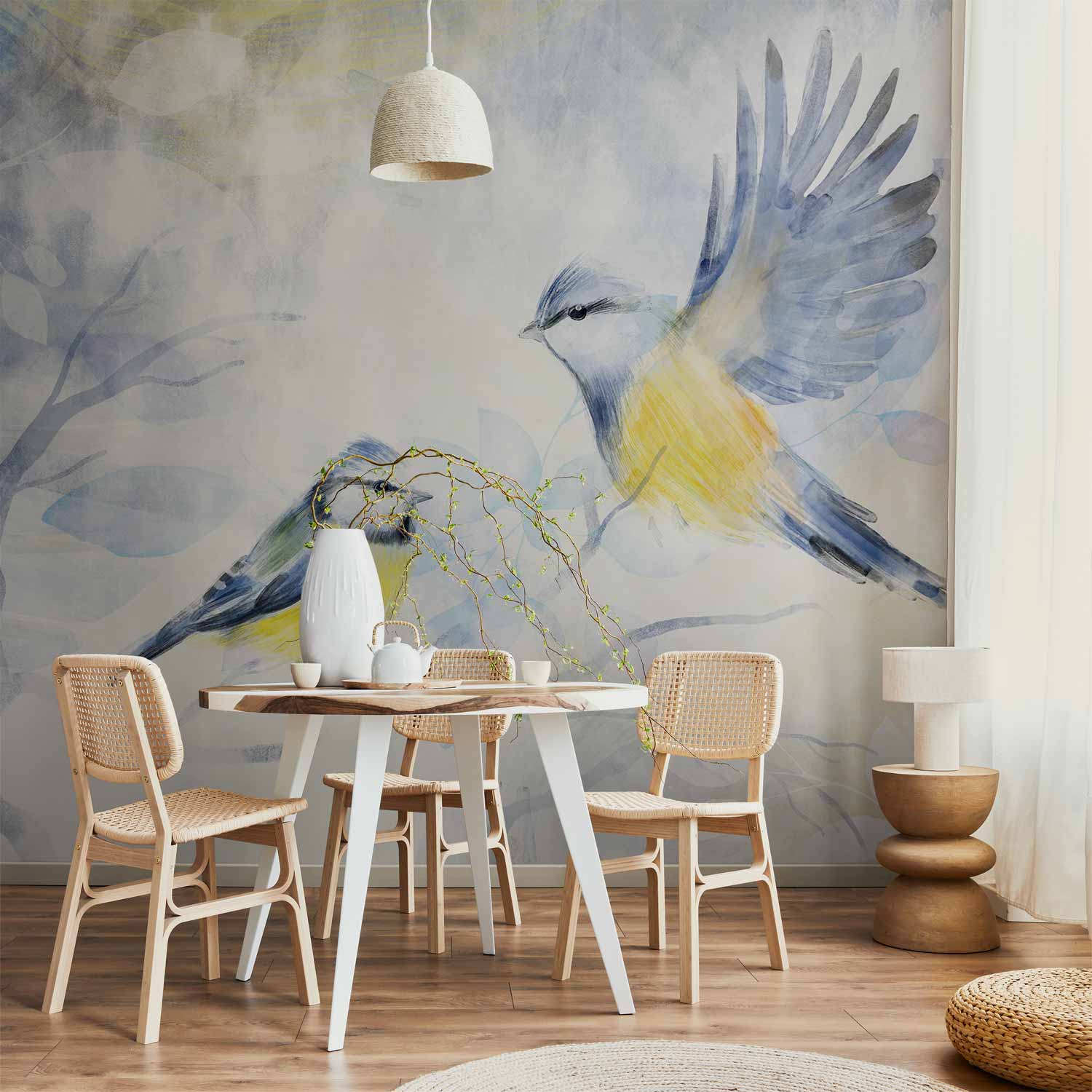 Watercolor Tit Bird Nature Wall Mural