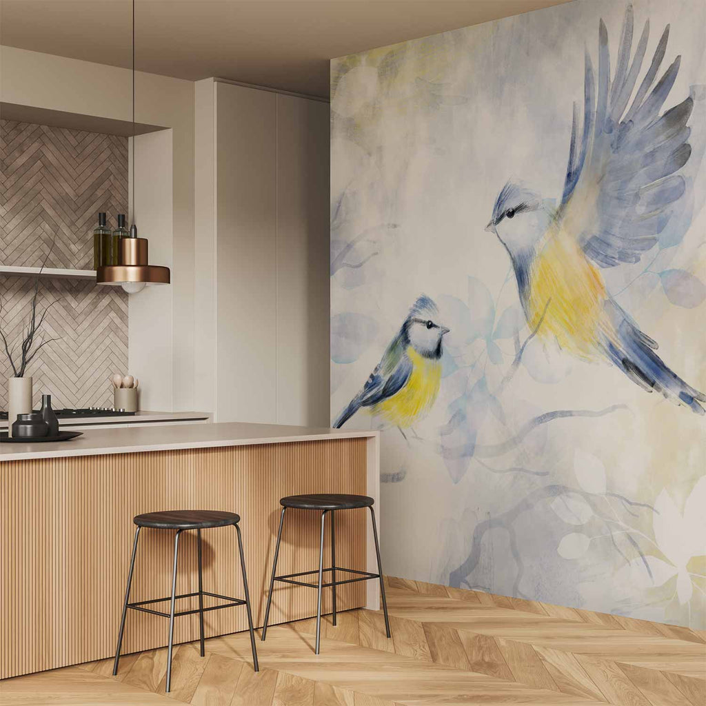 Watercolor Tit Bird Nature Wall Mural