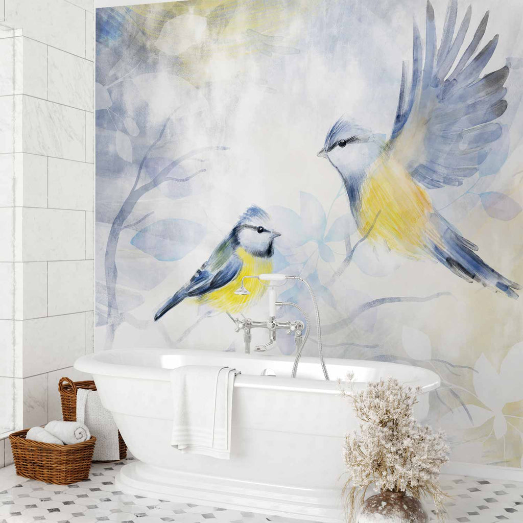 Watercolor Tit Bird Nature Wall Mural