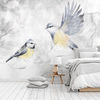 Wall Mural Watercolor Tit Second Variant