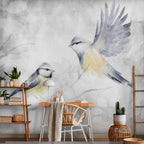 Watercolor Tit Birds Nature Wall Mural