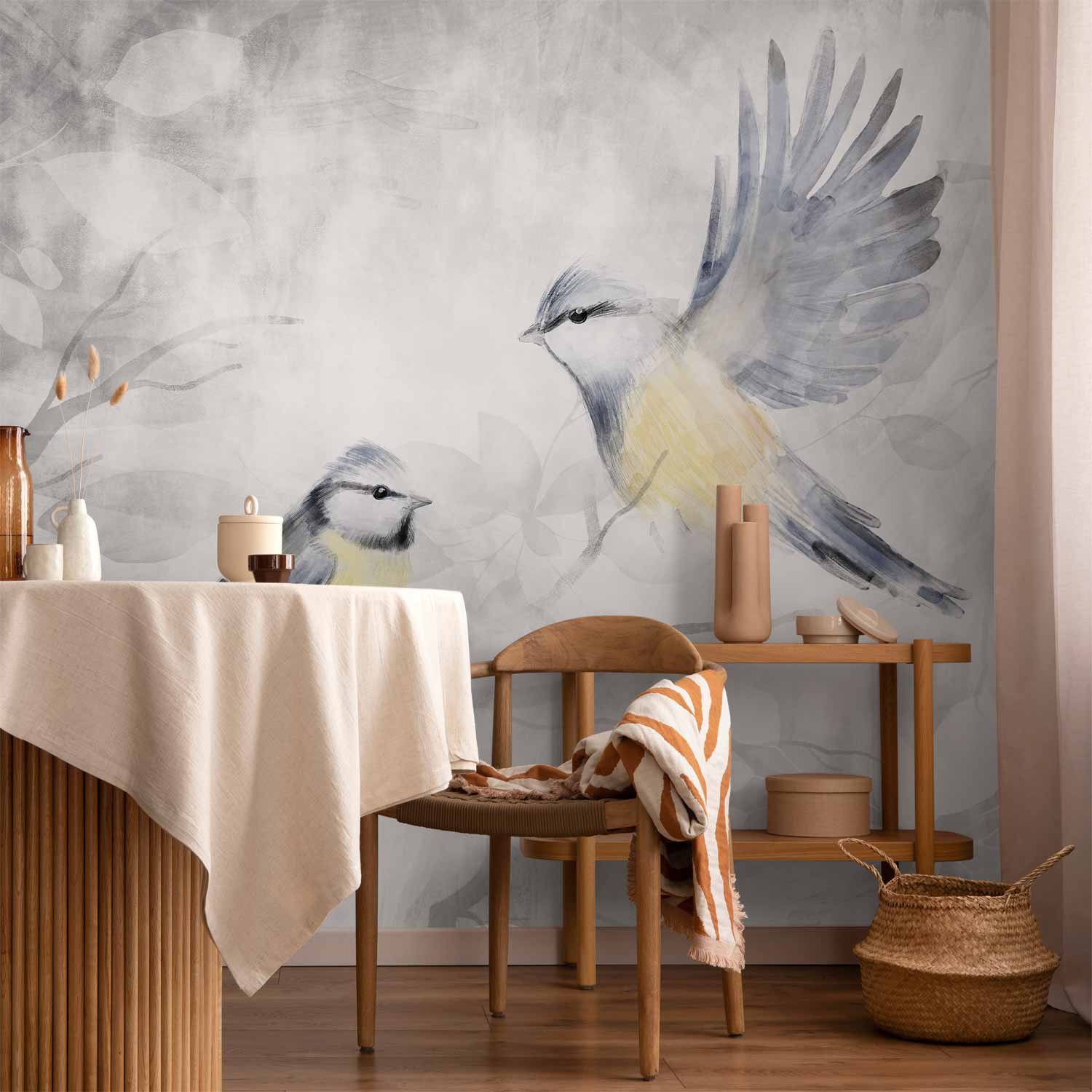 Wall Mural Watercolor Tit Second Variant