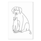 Abstract Line Art Dogs and Cats Vertical Canvas Print
