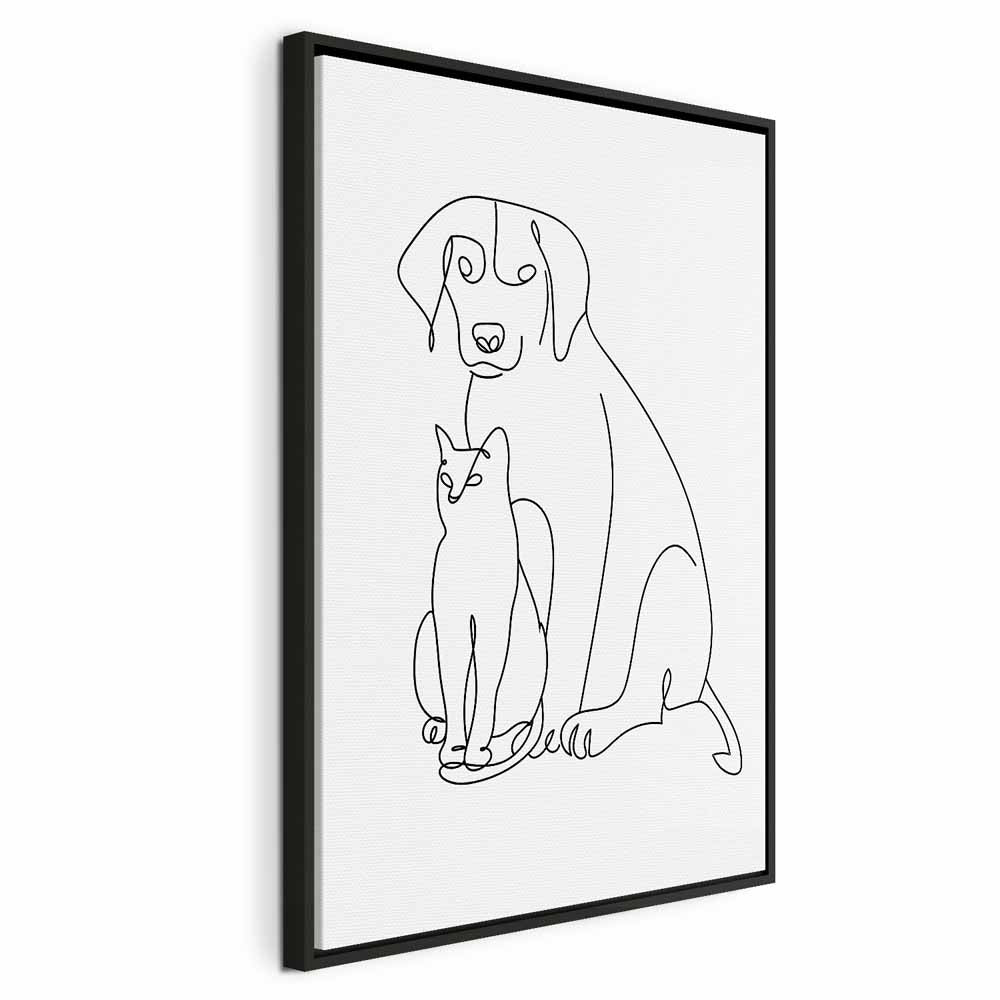 Abstract Line Art Dogs and Cats Vertical Canvas Print
