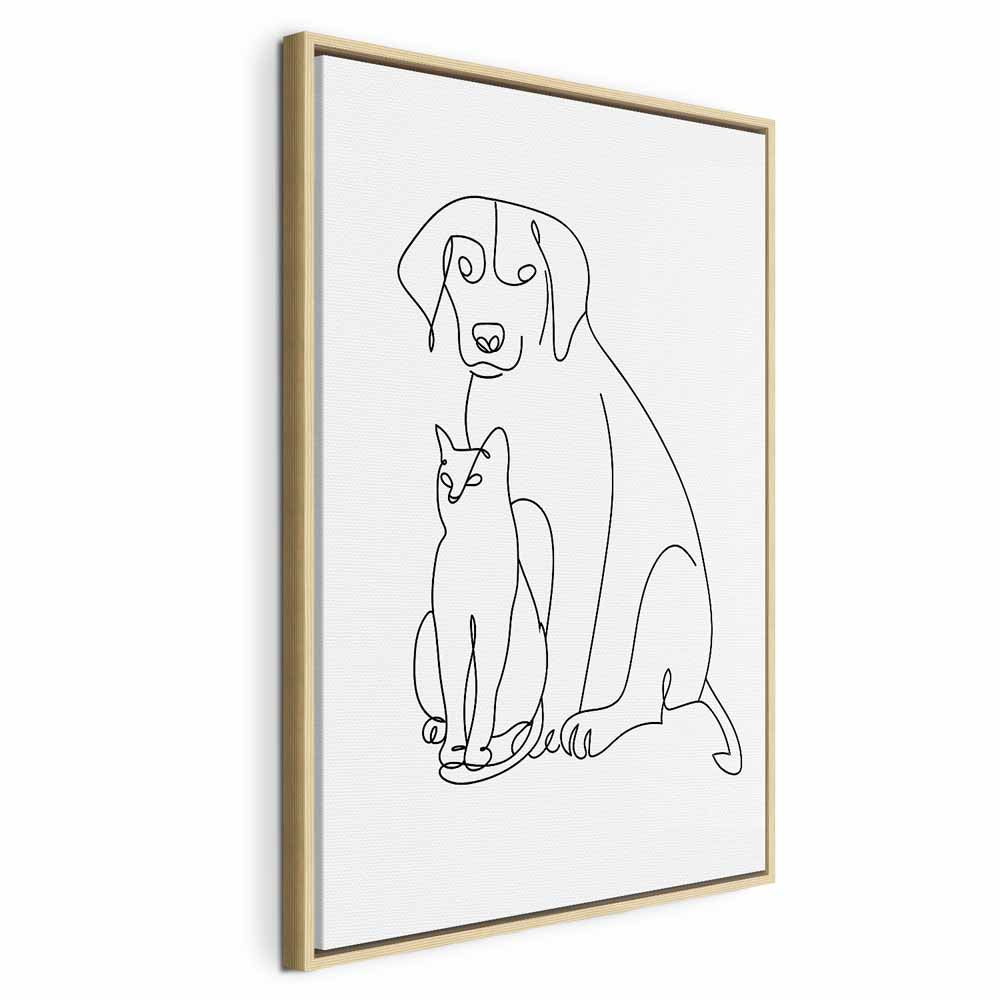 Abstract Line Art Dogs and Cats Vertical Canvas Print