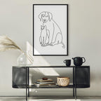Abstract Line Art Dogs and Cats Vertical Canvas Print