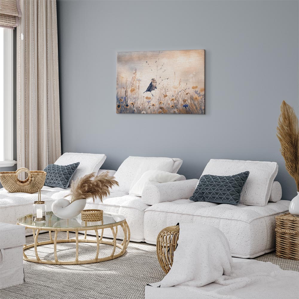 Flowers and Birds Multicolor Canvas Print