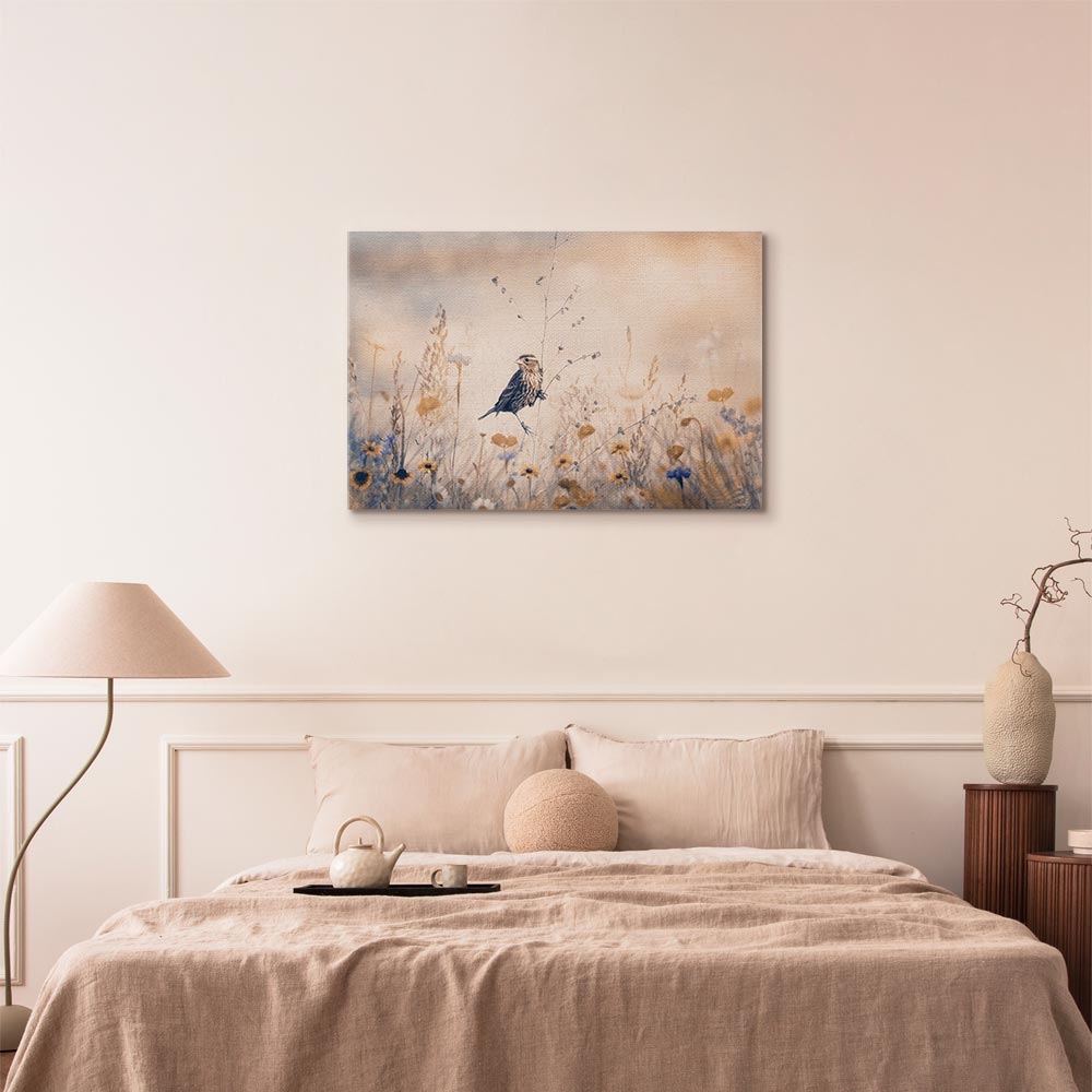 Flowers and Birds Multicolor Canvas Print