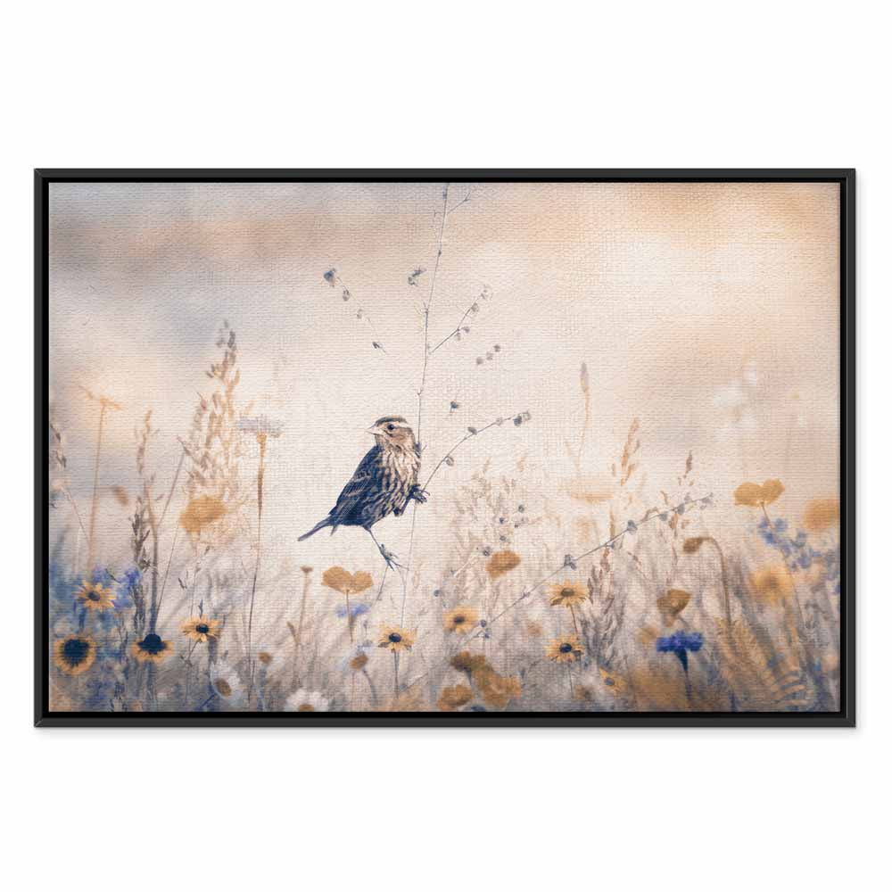 Flowers and Birds Multicolor Canvas Print