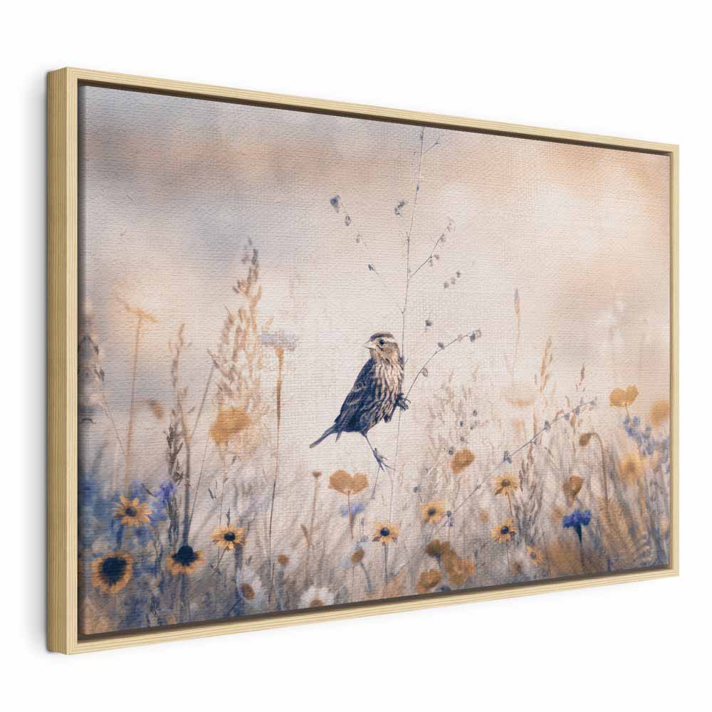 Flowers and Birds Multicolor Canvas Print