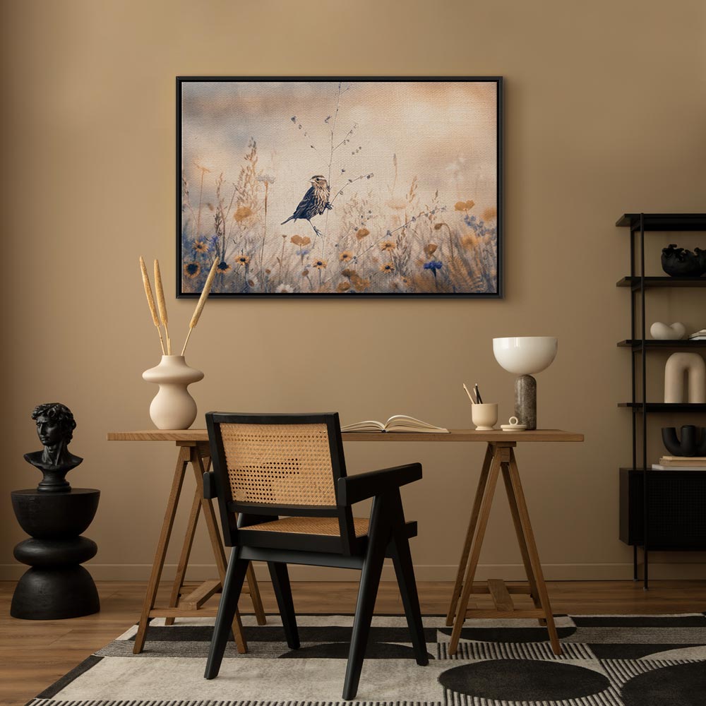 Flowers and Birds Multicolor Canvas Print
