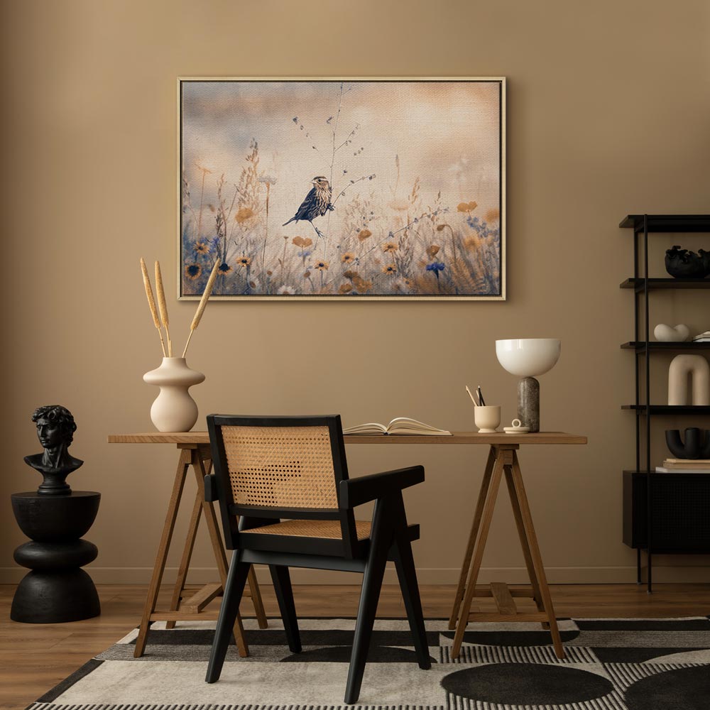 Flowers and Birds Multicolor Canvas Print