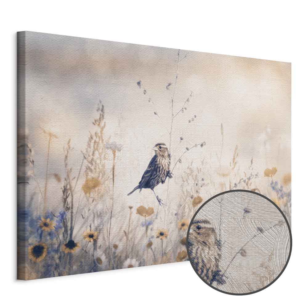 Flowers and Birds Multicolor Canvas Print